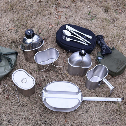 Goetland 304 Stainless Steel US Military Mess Kit Plate Set GI Type Outdoor Camping Hiking Picnic BBQ Beach