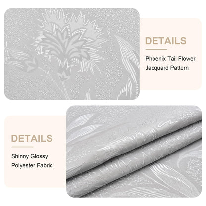 Wolkemer Shiny Oval Jacquard Tablecloth 60 x 84 Inch Gray Floral Countryside Leaves Damask Patterns Table Cloth Glossy Fabric Table Cover for Dinner Kitchen