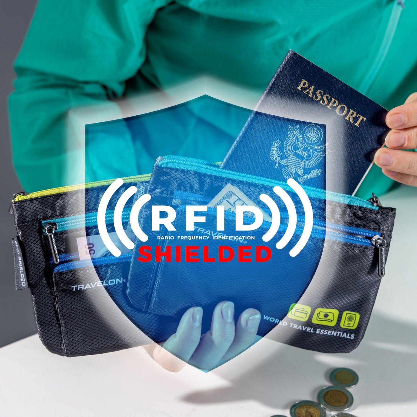 Travelon World Travel Essentials Set Of 2 Currency and Passport Organizers