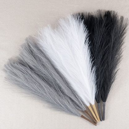 EVODIS Faux Pampas Grass Decor, 18"/45cm Artificial Pampas Grass Fluffy 6 Stem pompous Flower Arrangement for Boho Home Wedding Decoration (Black,White,Grey)
