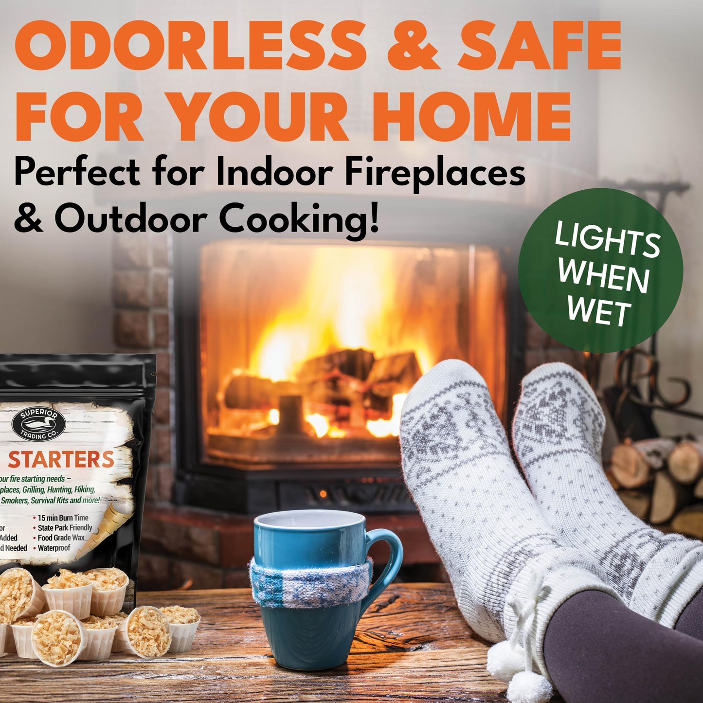 Superior Trading Fire Starter Pods in Resealable Packs - Fire Starters for Campfires, BBQ, Grill, Pit, Wood Stove & Charcoal Starter, 15-20-Min Burn, 30 Extra Large Pods, USA Made, Brown, 3.2 Lbs