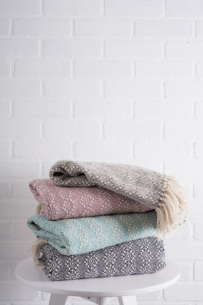 DII Diamond Stitch Woven Throw, Organic Modern, 50 x 60, Rose