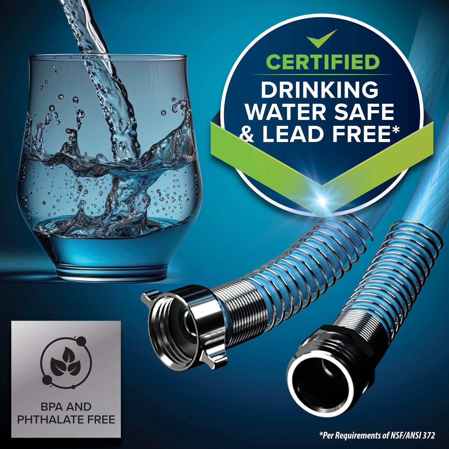 Camco EVOFlex 10-Ft RV Drinking Water Hose - Features Extra Flexible Design w/Stainless Steel Strain Relief Ends - Lead-Free, BPA-Free and Phthalate-Free - 5/8” Inside Diameter (22592)
