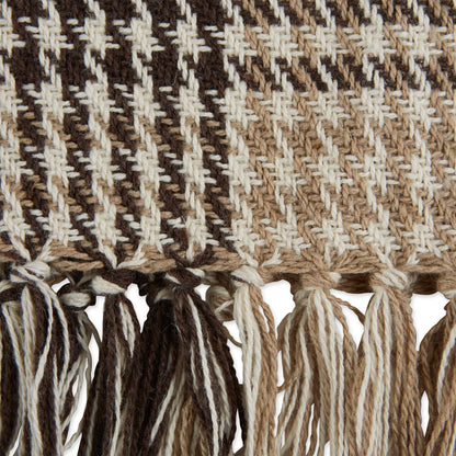 DII California Casual Houndstooth Woven Throw, Dark Brown & Stone, 50x60