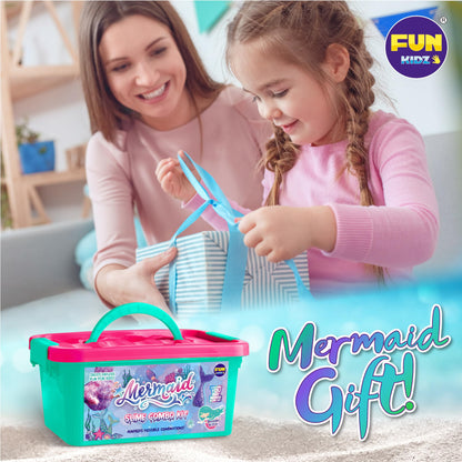 Summer Gift Mermaid Slime Kit for Girls, FunKidz Shimmer Slime Making Kit for Kids Age 8-12 DIY Soft Glitter Glossy Metallic Slime Toy