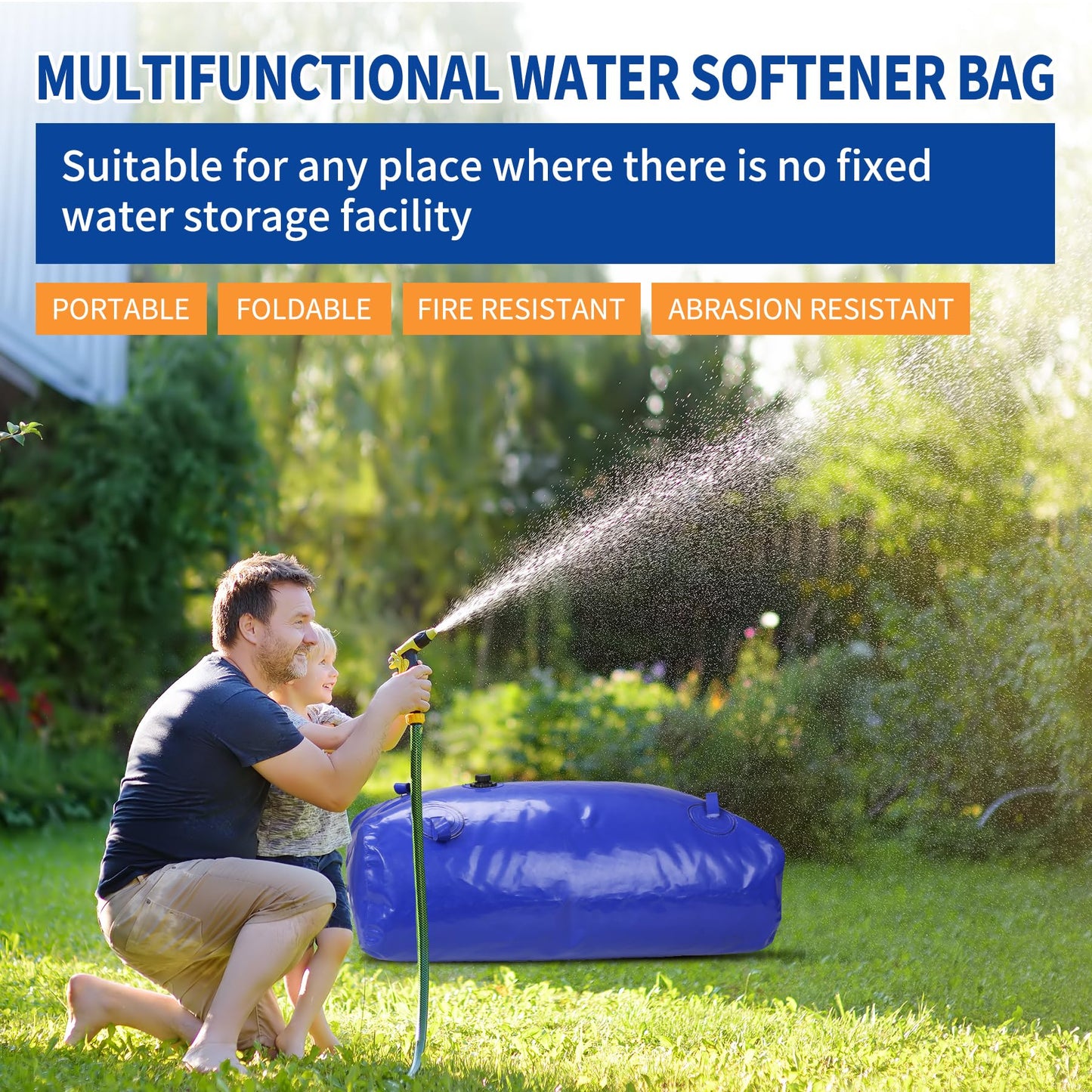 1400 L/370 gal Water Bladder Storage Containers, Foldable Portable Water Tank Large Capacity Soft Water Bag, Drought Resistance, Fire Prevention, Emergency Water