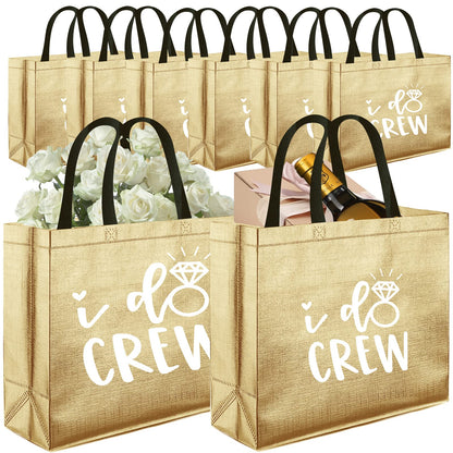 CUTERUI GIFTED 1 pcs Champagne I Do Crew Non-Woven Gift Bag for Bridesmaid Gifts,Bachelorette Party Favors