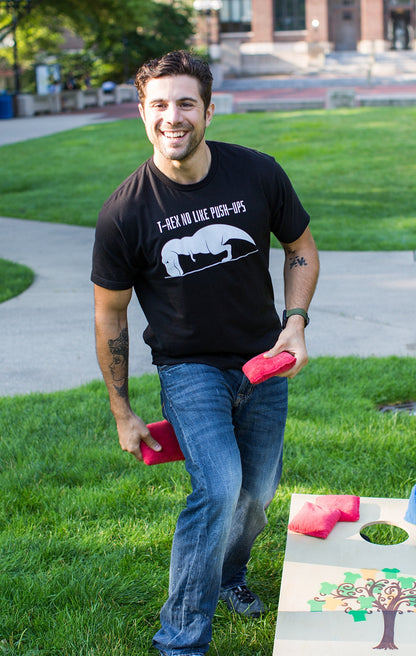 T-REX CAN'T DO PUSH-UPS Adult Unisex T-shirt / Funny Work Out, Cross Fit, Crossfit, Pushups Fitness Shirt(Small, black)