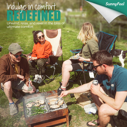 SUNNYFEEL Oversized Heated Camping Chair, Folding Rocking Camping Chairs with Luxury Padded Recliner,Carry Bag, 300 LBS Heavy Duty for Lawn/Outdoor/Picnic/Patio, Portable Rocker Camp Chair
