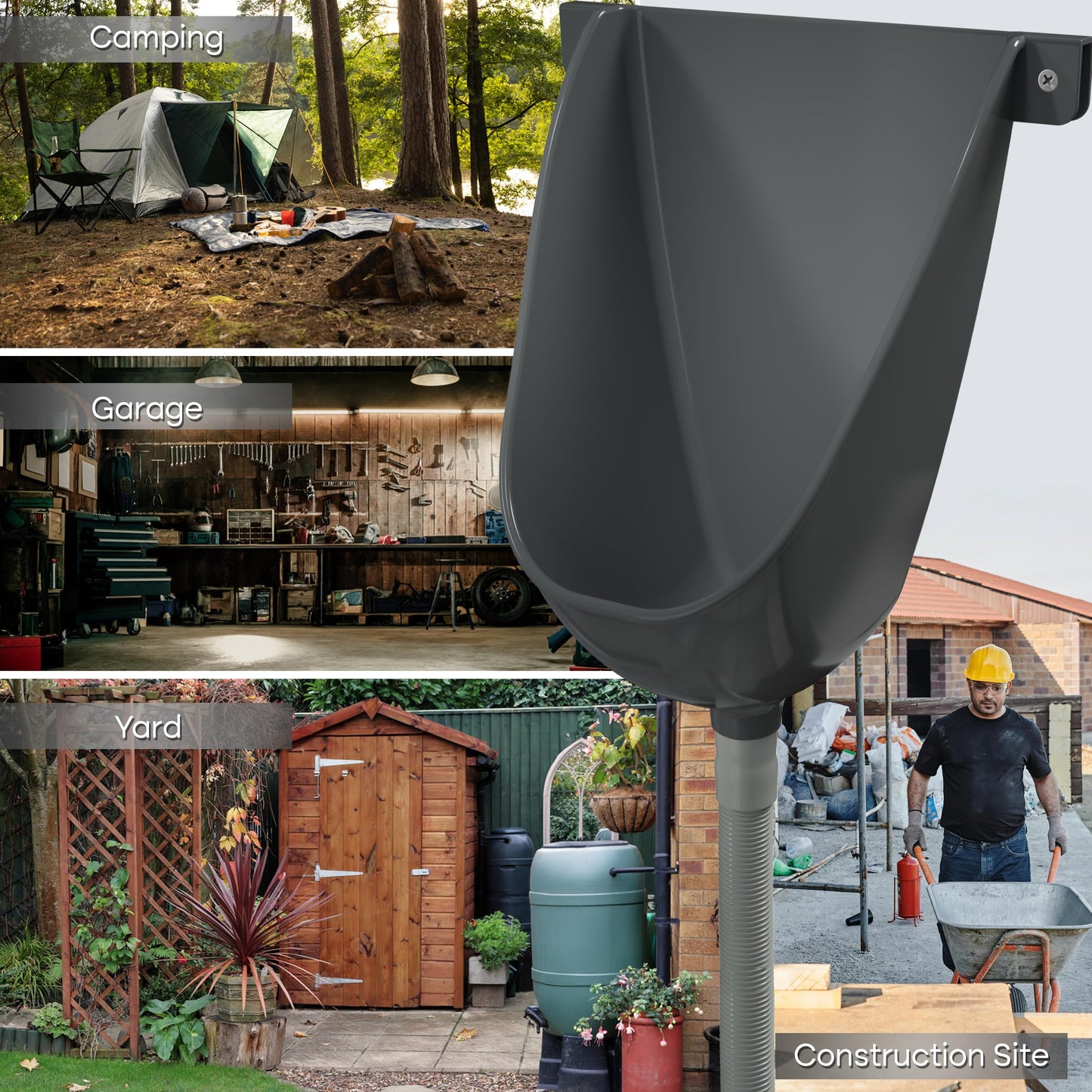 Waterless Urinal with Hose - UV Resistant Outside Urinal, Outdoor Plastic Urinals, Outdoor Toilet, Garage Urinal, Urine Diverter, Urinals For Men Bathroom