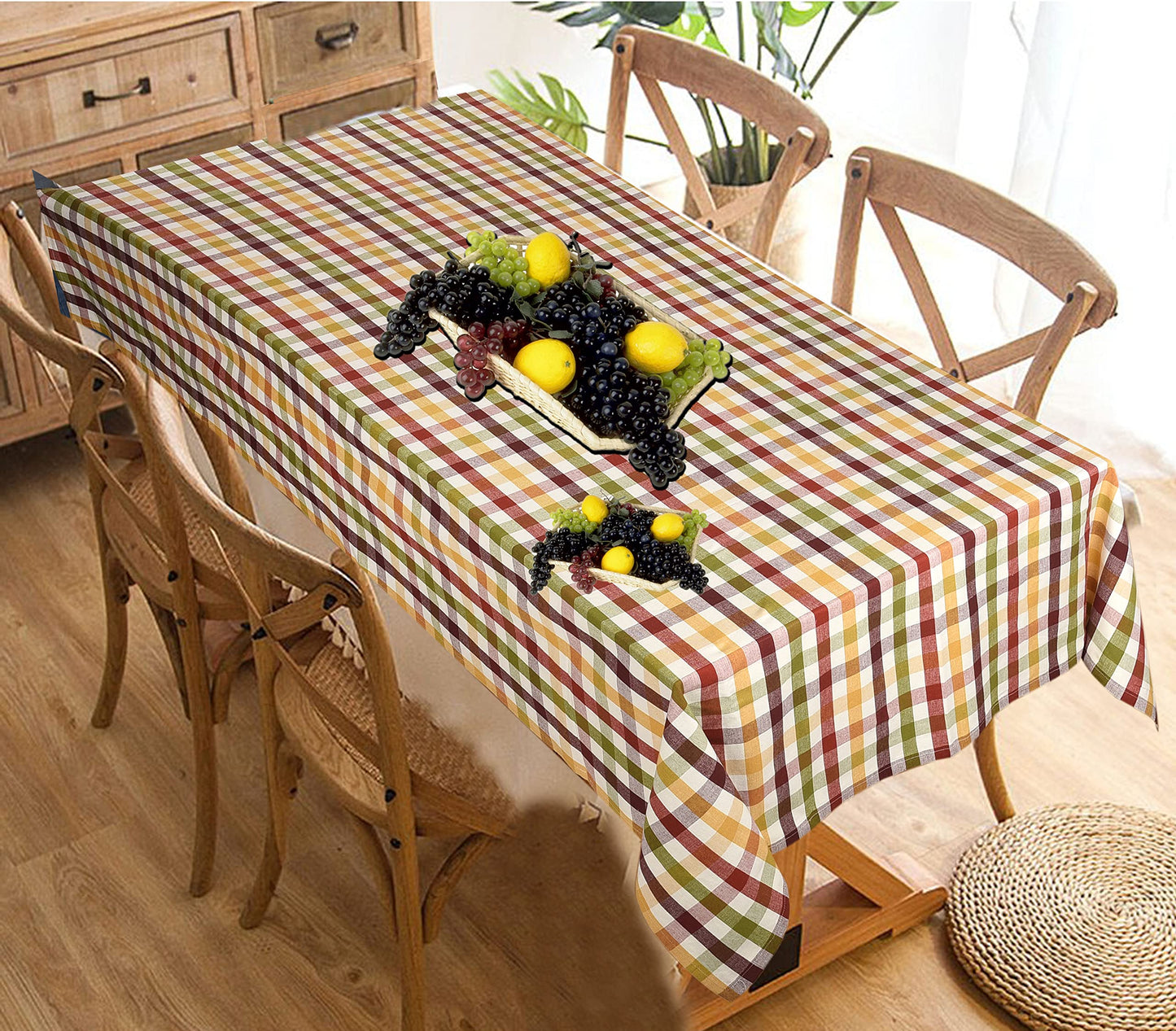Urban Villa Check Tablecloth Buffalo Checkered Table Cloth Tabletop Cover Kitchen Dining Tablecloth 100% Cotton Great Parties Wedding Holiday Dinner Rectangle 60x102 Inches 8-10 Seats Table Cloth