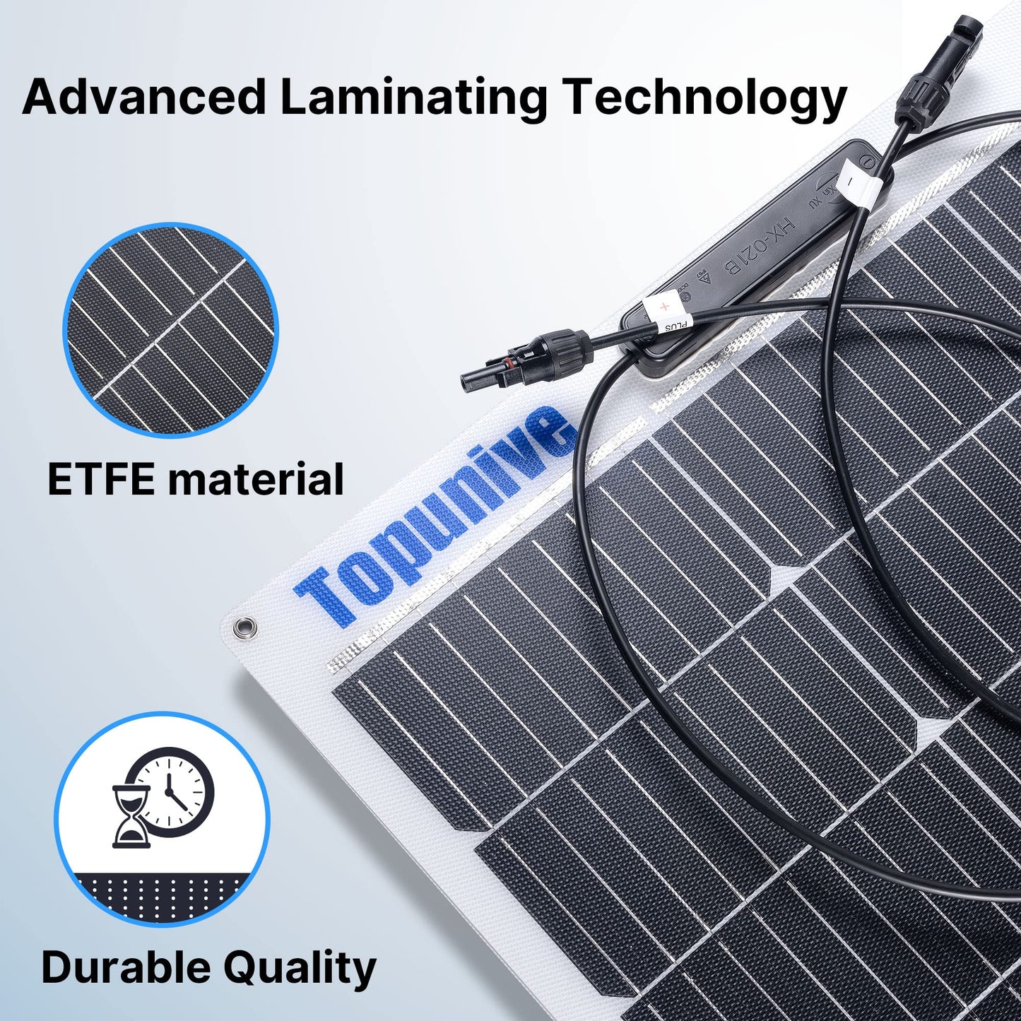 Topunive 100W 12V Flexible Solar Panel 9BB Monocrystalline Cell 12 Volt Semi-Flexible for Marine RV Trailer Boat Cabin Van Car Uneven Surfaces 12V Battery Charge