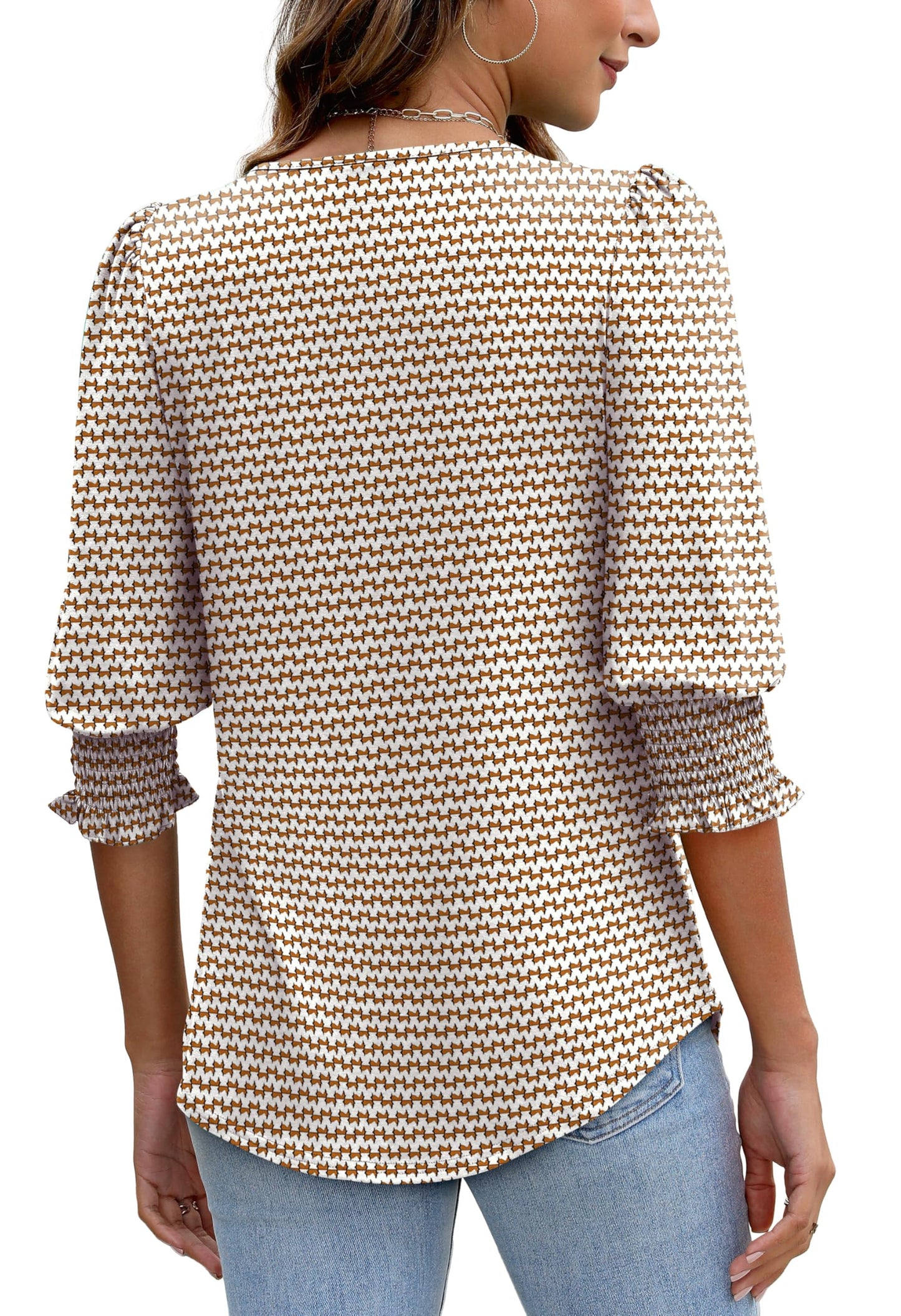 XIEERDUO Business Casual Tops for Women Womens 3/4 Sleeve Tops and Blouses Summer Tops for Women 2025 L