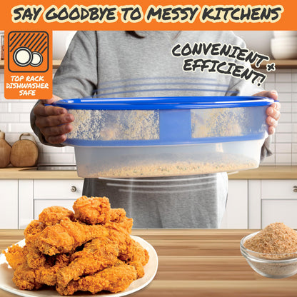 Cook's Choice XL Original Better Breader Batter Bowl- All-in-One Mess Free Breading Station Tool- Great for Parties - Pour in Seasoning, Add Meat or Vegetables of Choice, & Just Shake- Made in the USA