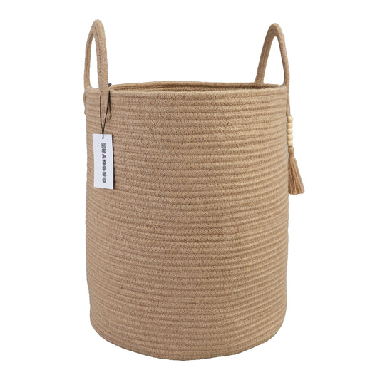XUANGUO Rope Laundry Basket Laundry Hamper for Clothes Woven Storage Basket for Living Room Bedroom Boho Tall Rope Baskets for Blanket Toys Pillow Towels Baby Nursery Hamper Bin jute