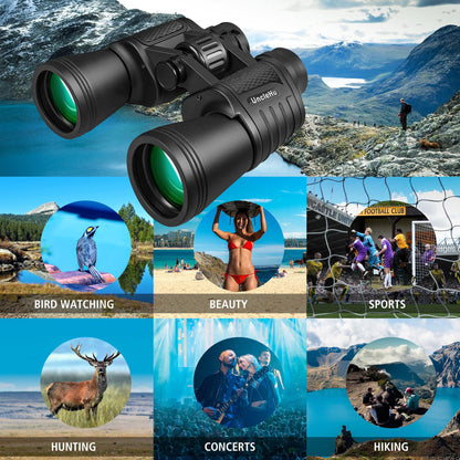 UncleHu 20x50 High Power Binoculars for Adults with Low Light Night Vision, Compact Waterproof Binoculars for Bird Watching Hunting Travel Football Games Stargazing with Carrying Case and Strap