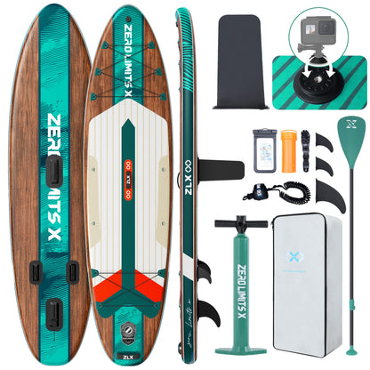 ZLX Inflatable Stand Up Paddle Board, 10'6" SUP Non-Slip Stable Deck Pad, Unique Center Fin, Premium Accessories, Portable Paddleboard for Adults, Beginners, All Skill Levels