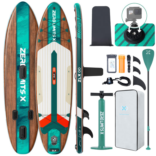ZLX Inflatable Stand Up Paddle Board, 10'6" SUP Non-Slip Stable Deck Pad, Unique Center Fin, Premium Accessories, Portable Paddleboard for Adults, Beginners, All Skill Levels