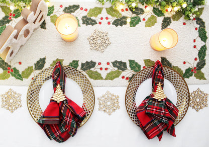 COTTON CRAFT Christmas Tree Napkin Rings - 8 Pack - Merry Xmas Hallelujah Holiday Dining Table Handmade Metal Napkin Holder - Joy Rejoice Festive Elegant Celebration Party Gift Tabletop Décor - Gold