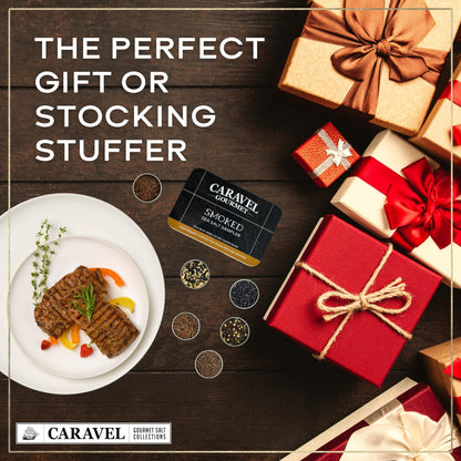 Smoked Sea Salt Sampler Set, Alderwood, Cherrywood, Bacon and Garlic Smoked Salts, Gourmet Cooking Gift, 0.5 oz x Bundle of 6 Flavored Salts - Caravel Gourmet Salt