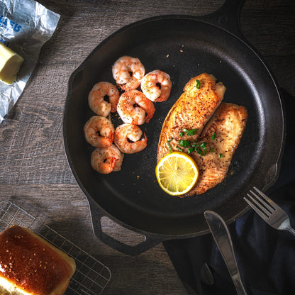 Utopia Kitchen Saute Frying Pan 12 Inch, Cast Iron Chefs Pan, Pre Seasoned Cast iron Skillet With Lid, Safe Grill Cookware for Indoor & Outdoor Use, Black