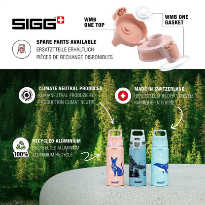 SIGG - Aluminium Kids Water Bottle - WMB ONE My Universe - Suitable For Carbonated Beverages - Leakproof - Lightweight - BPA Free - Climate Neutral Certified - Light Pink - 20 Oz