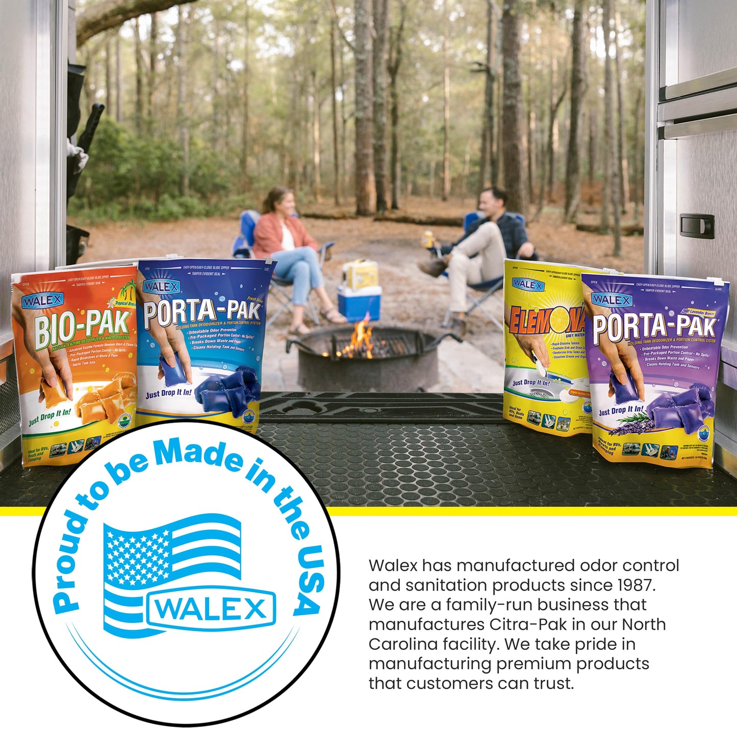 Walex Citra-Pak RV/Marine Holding Tank Deodorizer Drop-Ins - Waste Breakdown & Odor Control, Cleans Holding Tank & Sensors, Biocide-Free, Treatment for RVs, Boats, & Portable Toilets - Citrus, 30 Pack