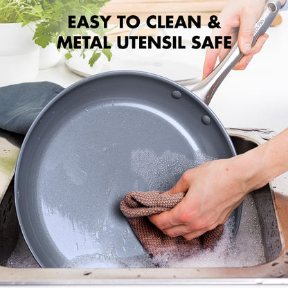 GreenPan Lima Hard Anodized 5QT Stock Pot with Lid, Healthy Ceramic Nonstick, PFAS-Free Nontoxic Pots and Pans, Oven & Broiler Safe Cookware, Stainless Steel Handles, Gray