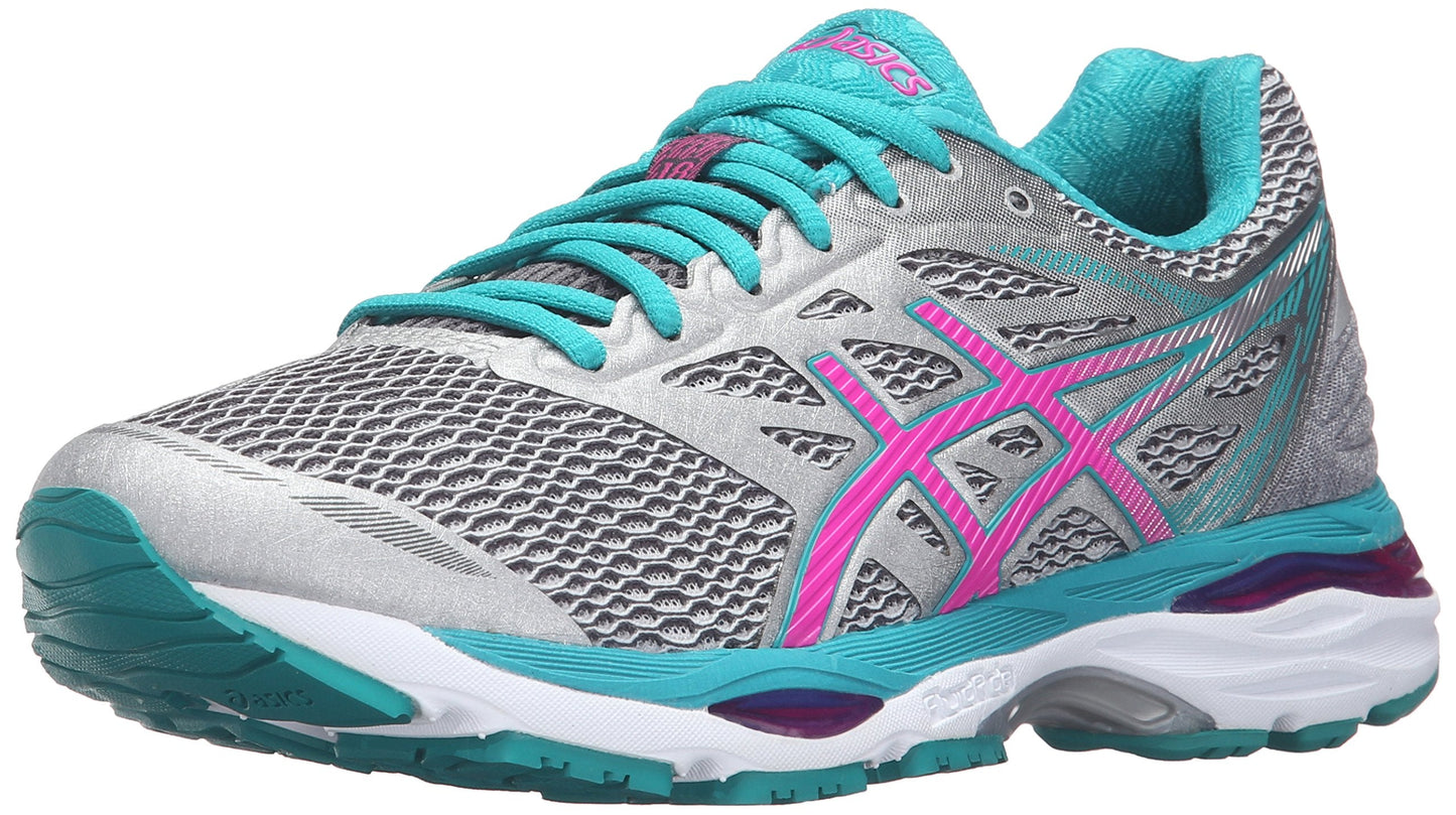 ASICS Women's Gel-Cumulus 18 Running Shoe, Silver/Pink Glow/Lapis, 5 M US