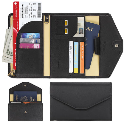 ZOPPEN Multi-purpose Rfid Blocking Travel Passport Wallet (Ver.4) Tri-fold Document Organizer Holder, 1 Black