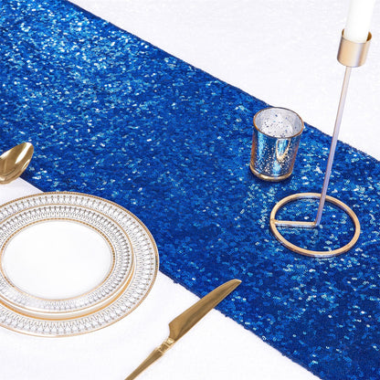 B-COOL Royal Blue Table Runner 12 Pack 12x72Inch Glitter Decoration Sparkly Fabric for Graduation Holiday Birthday Outdoor Dining Table Centerpieces