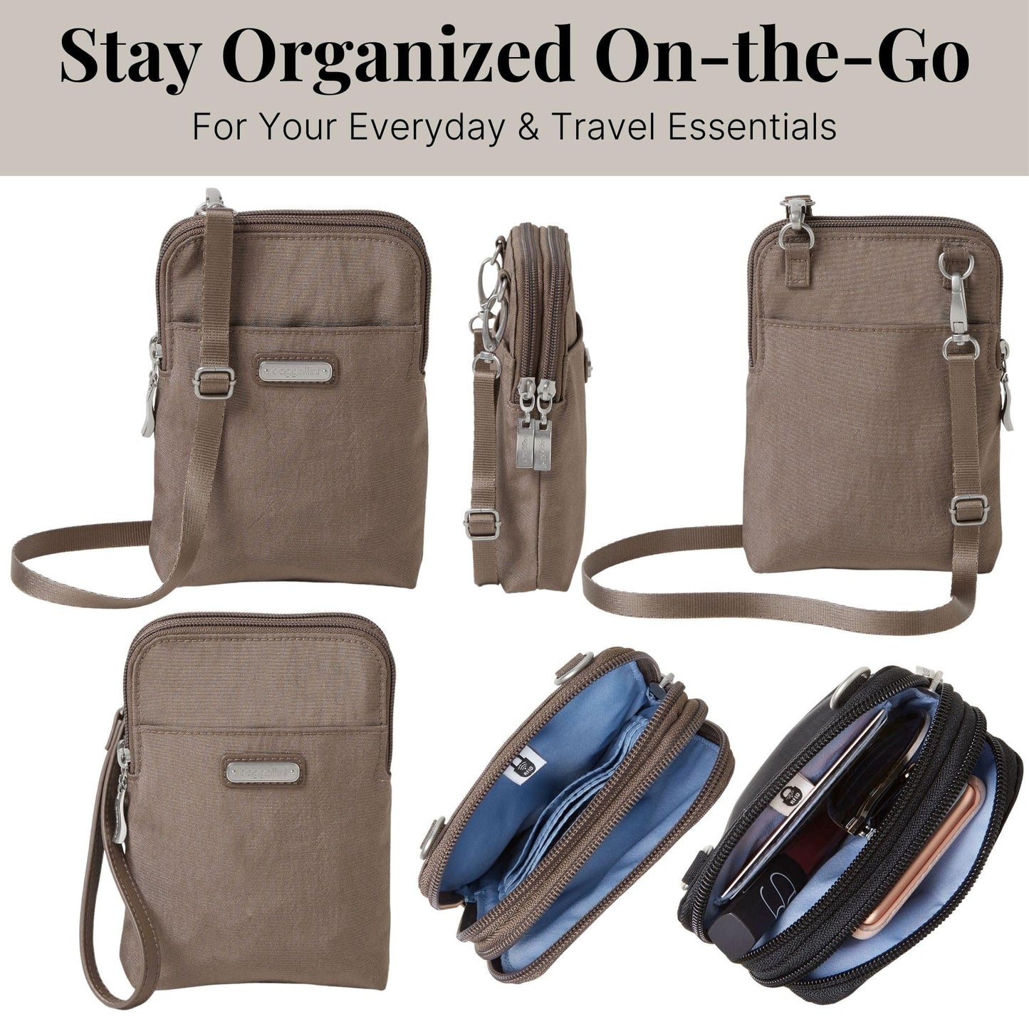 Take Two RFID Bryant Crossbody - 5x7.25" Lightweight Small Phone Wallet Crossbody Bag - Nylon Travel Purse