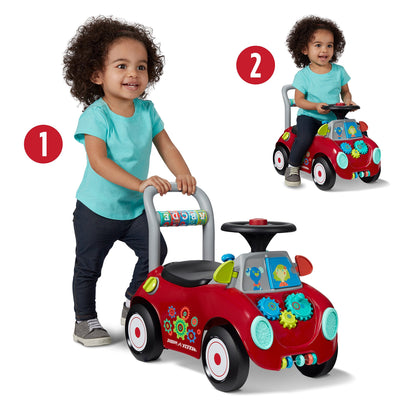 Toddler Car Ride On, Toddler Toys for Ages 1-3, Baby Toys, Radio Flyer Busy Buggy, Red, Sit to Stand Ride On