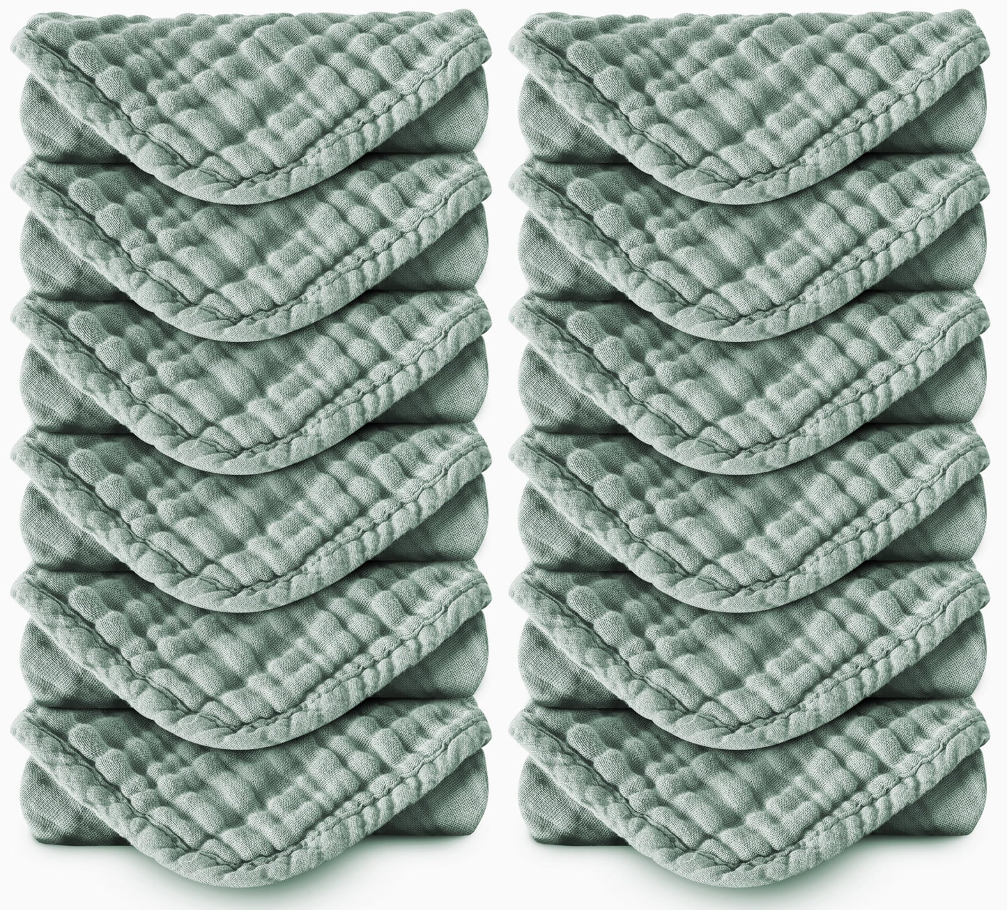 Spotted Play Muslin Burp Cloths 100% Cotton Large 20''x10'' Extra Soft and Absorbent Baby Wash Cloths Spit Up Rags - Baby Burping Cloth for Boys Girls Items(12 Pack Green)
