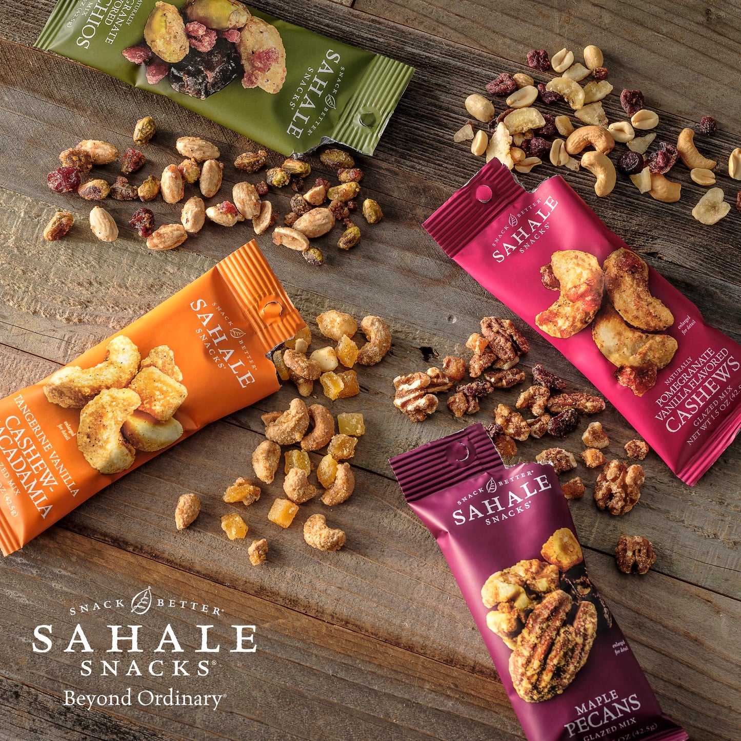 Sahale Snacks Glazed Mix Nut Blend Variety Pack, 1.5 Oz Grab & Go Bags (12 Total Packs) - Four Different Dry-Roasted Deluxe Mixed Nuts Blends Included - Non-GMO Kosher & Certified Gluten-Free Snacks