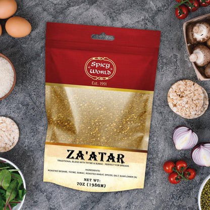 Spicy World Zaatar 7 Ounce LARGE Bag | Traditional Middle Eastern Zatar Spice Blend with Thyme & Sumac | Zaatar Seasoning