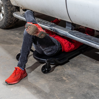 Traxion 1-100 ProGear Wide Body Low Profile Automotive Creeper W/All-Terrain 5" Casters , Black