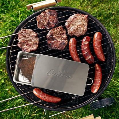 Camerons Indoor Outdoor Stovetop Smoker - Stainless Steel Barbecue Smoker Box w/Oak Wood Chips & Recipes - Works On Any Heat Source, Stovetop or BBQ Grill for Smoking Meats - Grilling Gift for Men