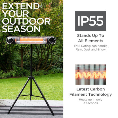 Briza Infrared Electric Patio Heater - Indoor/Outdoor Heater - Portable Wall/Garage Heater - 1500W - use with Stand - Mount to Ceiling/Wall)