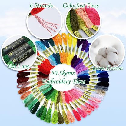 ATDAWN Rainbow Color Embroidery, Cross Stitch Threads, Bracelets, Crafts Floss, 50 Count