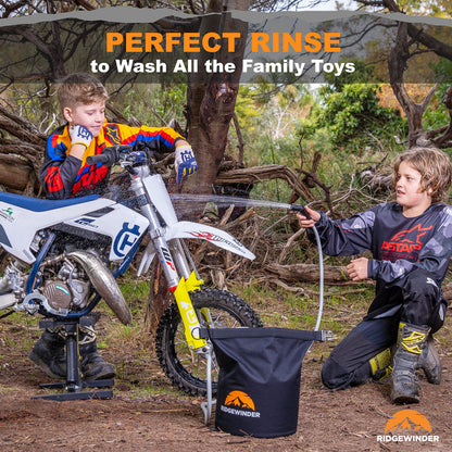 Ridgewinder Portable Shower for Camping with Dry Bag - Camp Shower with Rechargeable Battery and Included 10L Dry Bag for Water Storage. Complete Camping Shower in a Bag (+Sprayer Attachment).