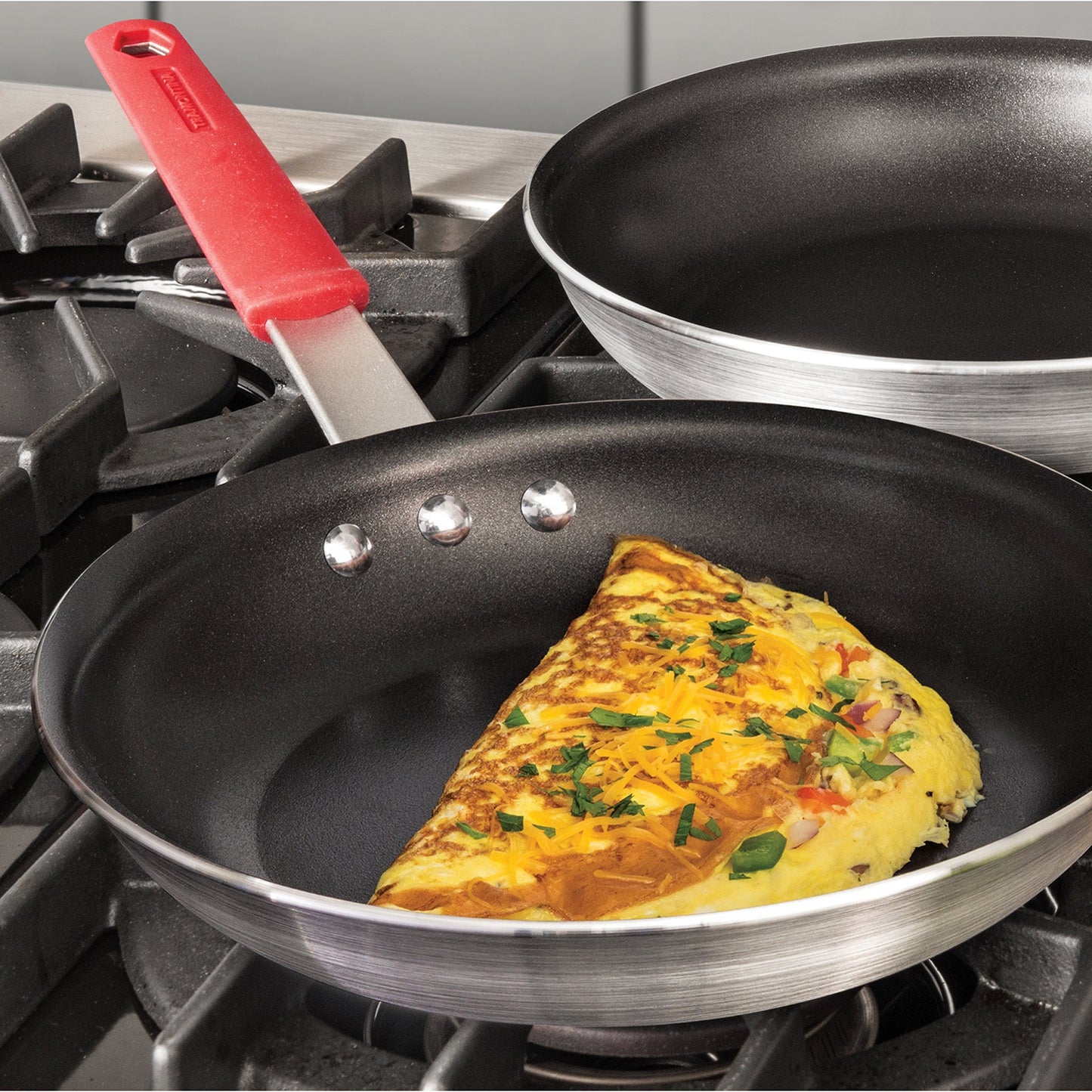 Tramontina Professional 10-Inch Non Stick Frying Pan, Heavy-Gauge Aluminum Skillet with Reinforced Nonstick Coating, Red Handle, Dishwasher and Oven Safe