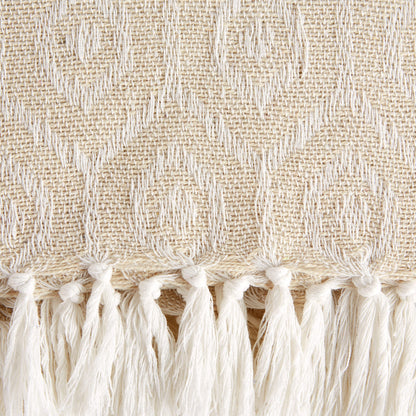 DII Modern Cotton Geometric Blanket Throw with Fringe for Chair, Couch, Picnic, Camping, Beach, & Keep Cozy with Everyday Use, 50x60, Off-White