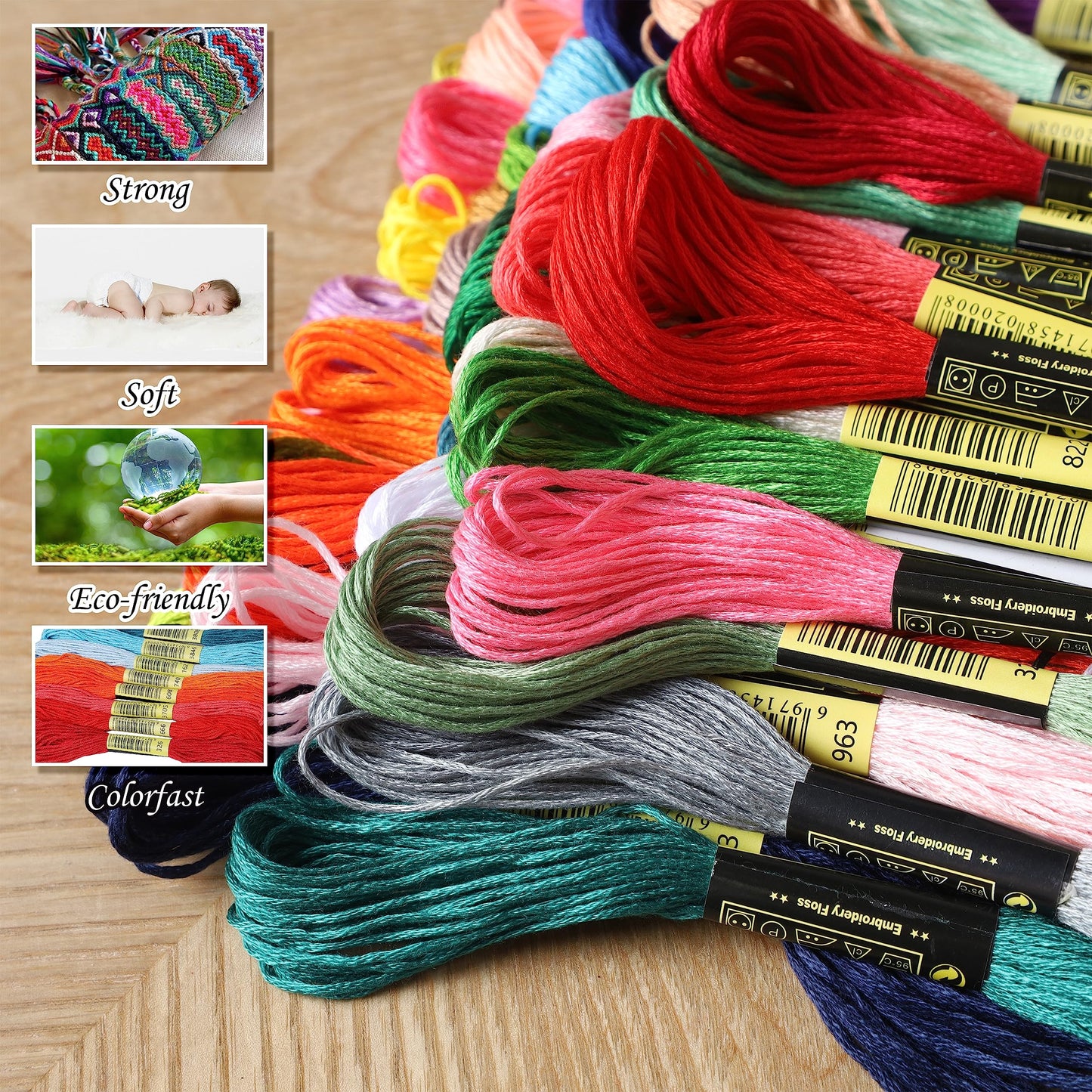 ATDAWN Rainbow Color Embroidery, Cross Stitch Threads, Bracelets, Crafts Floss, 50 Count