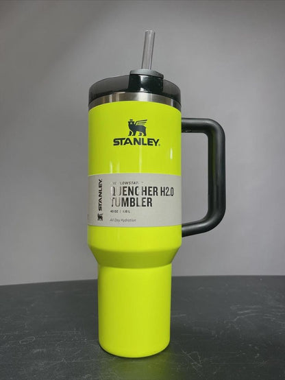 Neon Yellow Stanley Quencher H2.0 40oz Tumbler with Straw | Bright Travel Cup